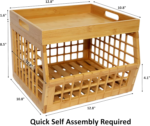 Stylish Bamboo Classic 2-Layer Storage Bin Lattice Open Front Multipurpose Stackable Serving Tray Lid Kitchen Pantry 3-6L