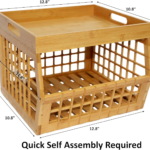 Stylish Bamboo Classic 2-Layer Storage Bin Lattice Open Front Multipurpose Stackable Serving Tray Lid Kitchen Pantry 3-6L