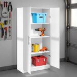 Tall Bamboo Bedroom Wardrobe 2-Door Freestanding Modern Design Adjustable Shelves White Living Room MDF Hinges - Image 2