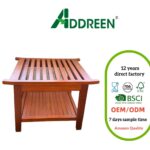 Teak Double-Layer Bathroom Shower Stool Storage Rack Ottoman European Design Home Use Wooden Spa Stool NZ530 Model Made Zhejiang