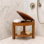 Teak Wood Eco-Friendly Shower Bench Modern Design Non-Slip Storage Easy Assembly (Phillips Screwdriver Hex Wrench) Shower Stool - Image 3