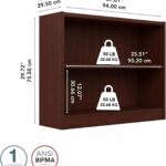 Vogue Cherry Small 2- Shelf Modern Bookcase Low Storage Display Bookshelf for Home Office Living Room Bamboo Panel Furniture