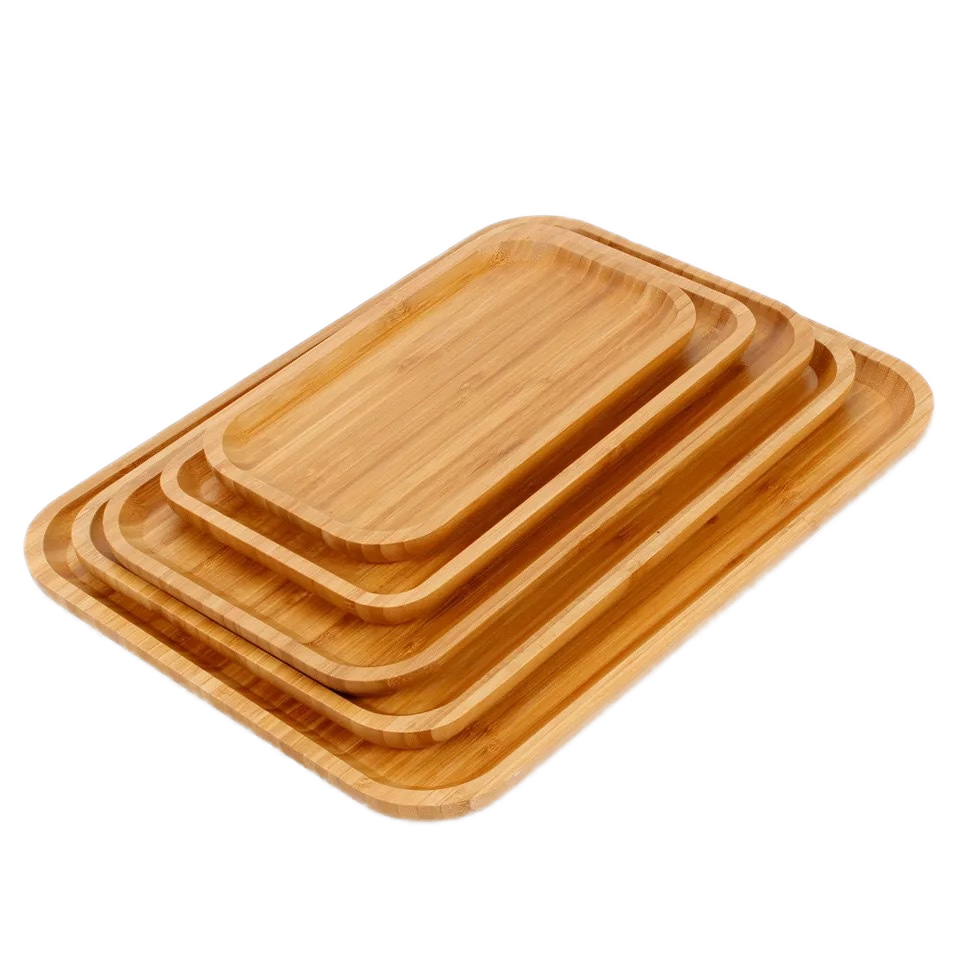 Wholesale Eco-friendly Bamboo Dinner Tray Minimalist Wood Restaurant Serving Engraved Logo for Coffee Shops Parties Factory Low01 Wholesale Eco-friendly Bamboo Dinner Tray Minimalist Wood Restaurant Serving Engraved Logo for Coffee Shops Parties Factory Low - Image 1