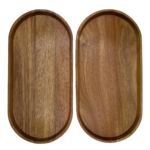 Wholesale Solid Acacia Wood Oval Plate Dish Custom Logo Engraving Polishing for Coffee Tea Service Party Occasions for Hotels