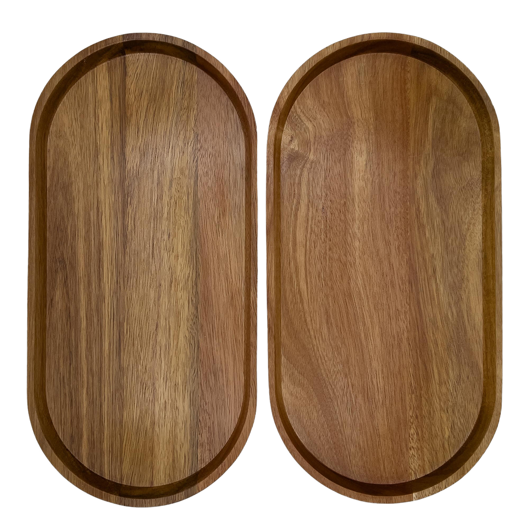 Wholesale Solid Acacia Wood Oval Plate Dish Custom Logo Engraving Polishing for Coffee Tea Service Party Occasions for Hotels01 Wholesale Solid Acacia Wood Oval Plate Dish Custom Logo Engraving Polishing for Coffee Tea Service Party Occasions for Hotels - Image 1