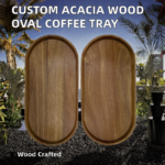 Wholesale Solid Acacia Wood Oval Plate Dish Custom Logo Engraving Polishing for Coffee Tea Service Party Occasions for Hotels - Image 3