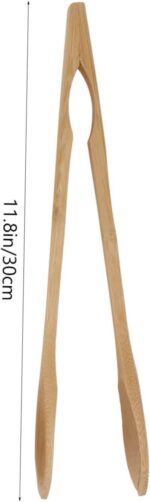 2 Pack Bamboo BBQ Tongs & Cooking Food Clips-Multi-functional Comfortable Handle for Restaurant & Outdoor Use - Image 2