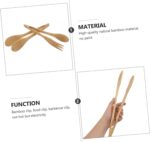 2 Pack Bamboo BBQ Tongs & Cooking Food Clips-Multi-functional Comfortable Handle for Restaurant & Outdoor Use - Image 3