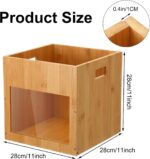 2 Pcs Rectangle Bamboo Storage Containers 11 Inches Stackable Modern Design Sustainable Freshness Preservation Handles Bedroom - Image 2