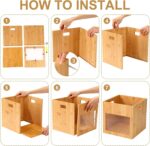 2 Pcs Rectangle Bamboo Storage Containers 11 Inches Stackable Modern Design Sustainable Freshness Preservation Handles Bedroom - Image 3