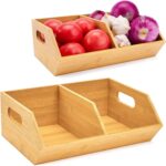 2-Piece Bamboo Multifunctional Storage Bins & Baskets Eco-Friendly Kitchen & Pantry Organization 40x30x60cm Potato Onion Storage - Image 2