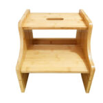 2-in-1 Bamboo Two-Step Stool for Kids Living Room & Bedroom Handrail Small Household Ladder for Kitchen & Bathroom Use