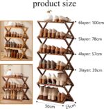 3-Tier Free Standing Bamboo Extendable Shoe Shelf Portable Modern Folding Closet Bedroom Living Room Brown Color Home Furniture - Image 2