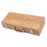 5 Pcs BBQ Grift Set Stainless Steel Wooden Bamboo Handle Barbecue Grill With Wood case for BBQ Tools Set