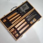 5 Pcs BBQ Grift Set Stainless Steel Wooden Bamboo Handle Barbecue Grill With Wood case for BBQ Tools Set - Image 2