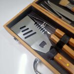5 Pcs BBQ Grift Set Stainless Steel Wooden Bamboo Handle Barbecue Grill With Wood case for BBQ Tools Set - Image 3