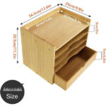 5-Tier Bamboo Desk Organizer with Drawer File & Document Holder Shelf for Home Office School Supplies (Natural) - Image 2