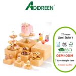 8-Piece Bamboo Multifunction Buffet Risers (8.8  4.9 ) Cube Shape for Cake Display Wedding Party Catering Dessert