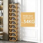 9 Tier Bamboo Durable Shoe Rack No Assembly Instant Setup Foldable Space-Saving Sturdy Storage Organizer Entryway Closet Dorm - Image 3