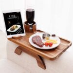 Acacia Wood Modern-Style Multi-functional Sofa Arm Clip Tray Table with 360 Rotated Phone Holder 15.36x9.85 Inches - Image 2