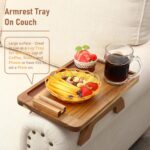 Acacia Wood Modern-Style Multi-functional Sofa Arm Clip Tray Table with 360 Rotated Phone Holder 15.36x9.85 Inches - Image 3