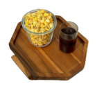 Acacia Wood Sofa Armrest Tray - Table Clip Octagon - Couch Arm Table for Wide Couches - Wooden Side Tables