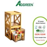 Addreen 2 Pack Bamboo Frame Acrylic Drawer Organizer Stackable Pull Out Storage Box Multipurpose Pantry Cabinet Snack Spice