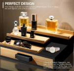 Addreen 3-Tier Bamboo Wooden Perfume Display Stand Modern Rectangular Wedding Cologne Organizer Felt Lining Drawers for Storage - Image 2