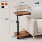 Addreen Adjustable Height 360 Swivel TV Tray End Table With Universal Wheels Compact Portable Side Table - Image 2