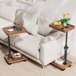 Addreen Adjustable Height 360 Swivel TV Tray End Table With Universal Wheels Compact Portable Side Table - Image 3