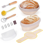 Addreen Baking & Pastry Tools Set 9 Inch Round 10 Inch Oval Rattan Bowl with Sourdough Bread Making Tools Bread Proofing Basket