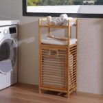 Addreen Bamboo Laundry Storage Shelf for Bathroom & Laundry Room