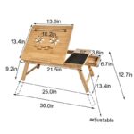Addreen Big Portable Adjustable Folding Bamboo Laptop Table With Drawer