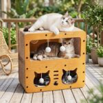 Addreen Breathable Engineered Wood Classic Cat House Indoor Use 20 Inches Tall Large Shelter Suitable for Indoor Cats