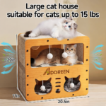 Addreen Breathable Engineered Wood Classic Cat House Indoor Use 20 Inches Tall Large Shelter Suitable for Indoor Cats - Image 2