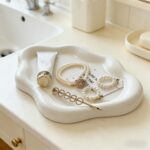 Addreen Ceramic Jewelry Tray Cloud Shape Trinket Dish for Ring Necklace Vanity Organizer