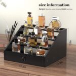 Addreen Classy Black 4-Tier Bamboo Wooden Cologne Organizer Large Capacity Standing Perfume Display Stand Drawer Storage Rack - Image 3