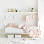 Addreen Durable Adjustable Modern Custom White Iron Metal Canopy Bed with OEM Twin Size for Kids Bedroom Play House0