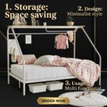 Addreen Durable Adjustable Modern Custom White Iron Metal Canopy Bed with OEM Twin Size for Kids Bedroom Play House0 - Image 2