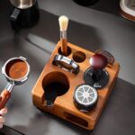 Addreen Eco-Friendly 51 54mm Coffee Tamper Holder 3-Piece Silicone Pads Multi-functional Wood Rectangular Espresso Tamping - Image 3