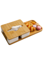 Addreen Eco-Friendly Bamboo 2 in 1 Tissue Box with Serving Tray Multifunctional Tabletop Tissue Dispenser - Image 2