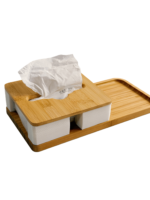 Addreen Eco-Friendly Bamboo 2 in 1 Tissue Box with Serving Tray Multifunctional Tabletop Tissue Dispenser - Image 3