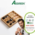 Addreen Eco Friendly Handcrafted Bamboo Eyeglasses Storage Case Sturdy Wooden Spectacle Display Tray