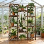 Addreen Eco-Friendly Square Wood Plant Stand Tall Shelf Indoor Outdoor Large Flower Holder - Image 2