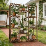 Addreen Eco-Friendly Square Wood Plant Stand Tall Shelf Indoor Outdoor Large Flower Holder - Image 3