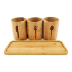 Addreen Eco-friendly Modern Bamboo Knife Block Cooking Utensil Holder Large Capacity Kitchen Counter Organization Rack - Image 2