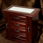 Addreen Elegant Vintage Cherry Colored Wooden Box with Multiple Compartments Velvet Linings - Image 2