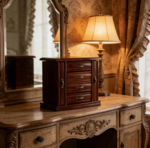 Addreen Elegant Vintage Cherry Colored Wooden Box with Multiple Compartments Velvet Linings - Image 3