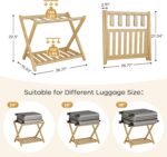 Addreen Full Assembled Bamboo 2677"L Luggage Rack Guest Room Set 2 Foldable Suitcase Stand 5 Nylon Straps Shoe Shelf Modern - Image 2