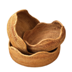 Addreen Handmade Rattan Bread Baskets Round Wicker Fruit Serving Storage Bowls Natural Woven Decorative Counter Organizing - Image 2